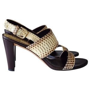 Stuart Weitzman Python Snakeskin Slingback Block Heel Sandals Spain 10